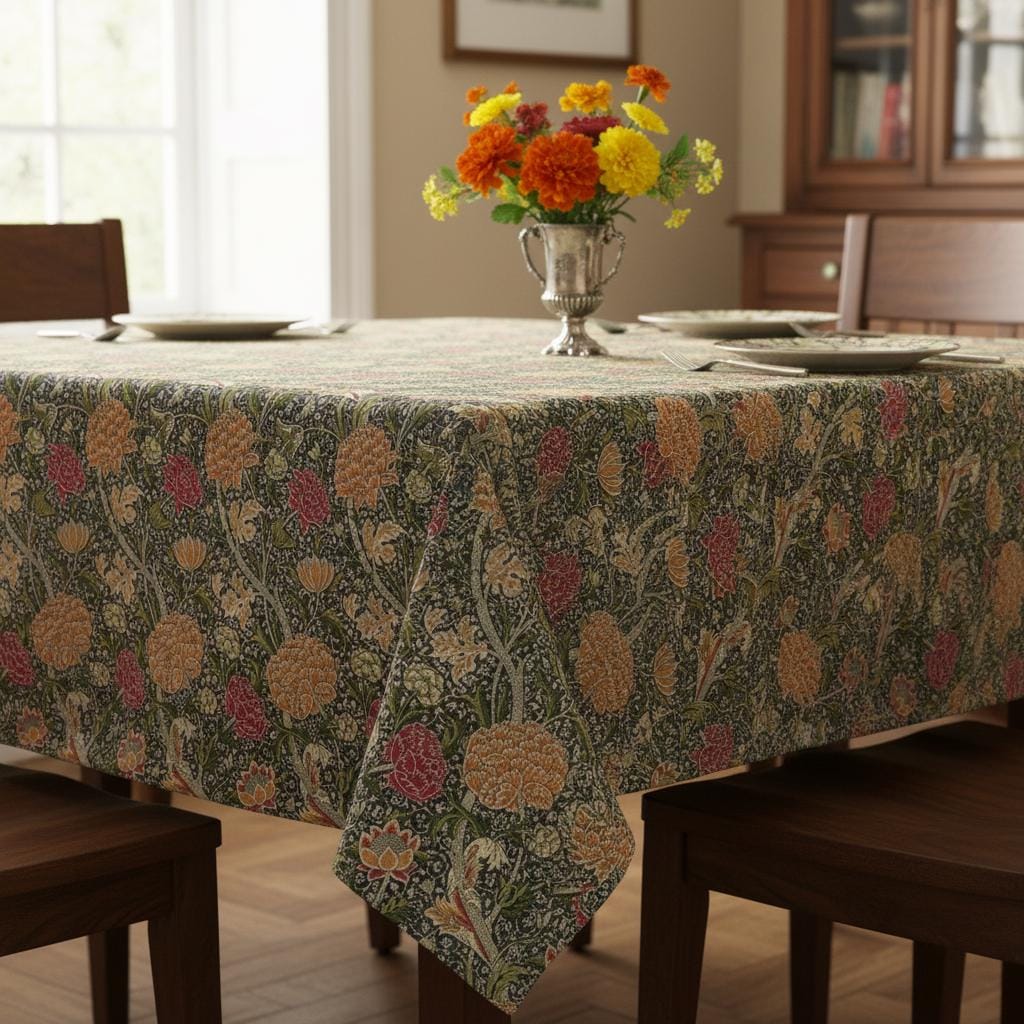 William Morris The Cray Tablecloth Autumn , Floral Table Cloth , Round Oval Rectangle , Handmade UK