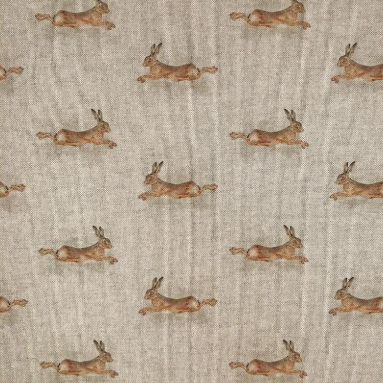 Leaping Hare Rabbit Beige Cushion Cover , Handmade UK