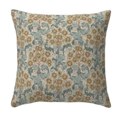William Morris Cushion Cover Orchid Tourmaline Natural, Floral Throw Pillow, Handmade UK