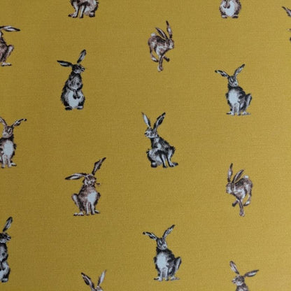 Shabby Hares Tablecloth, Rabbits Bunny Mustard Table Cloth , Handmade UK