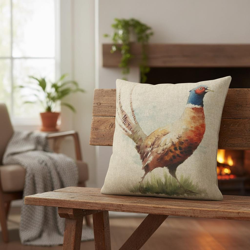 Pheasant Natural Beige Cushion Cover