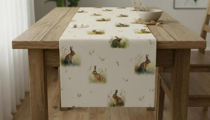 Country Hares Rabbit Table Runner Napkins, Various Size, Handmade UK