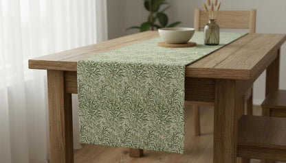 William Morris Table Runner Willow Bough Sage Green , Cotton Napkins , Handmade UK
