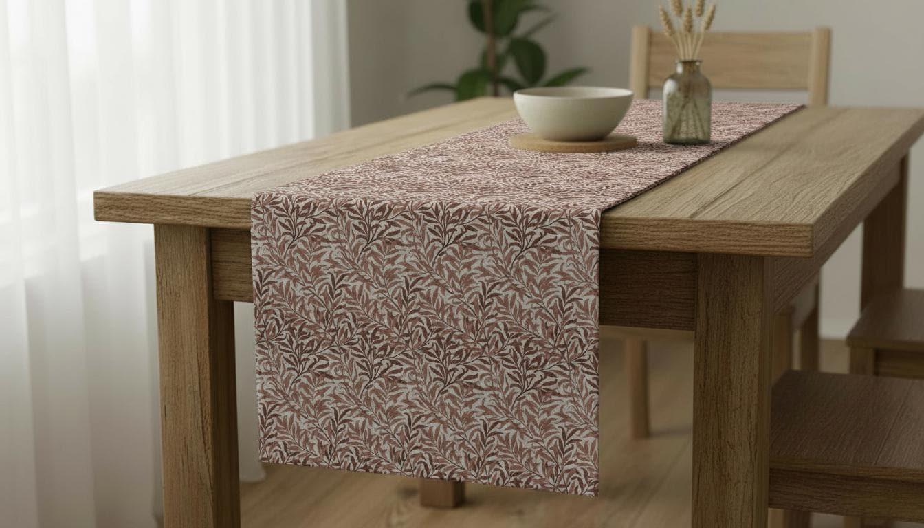 William Morris Table Runner Willow Bough Rust , Cotton Napkins, Handmade UK