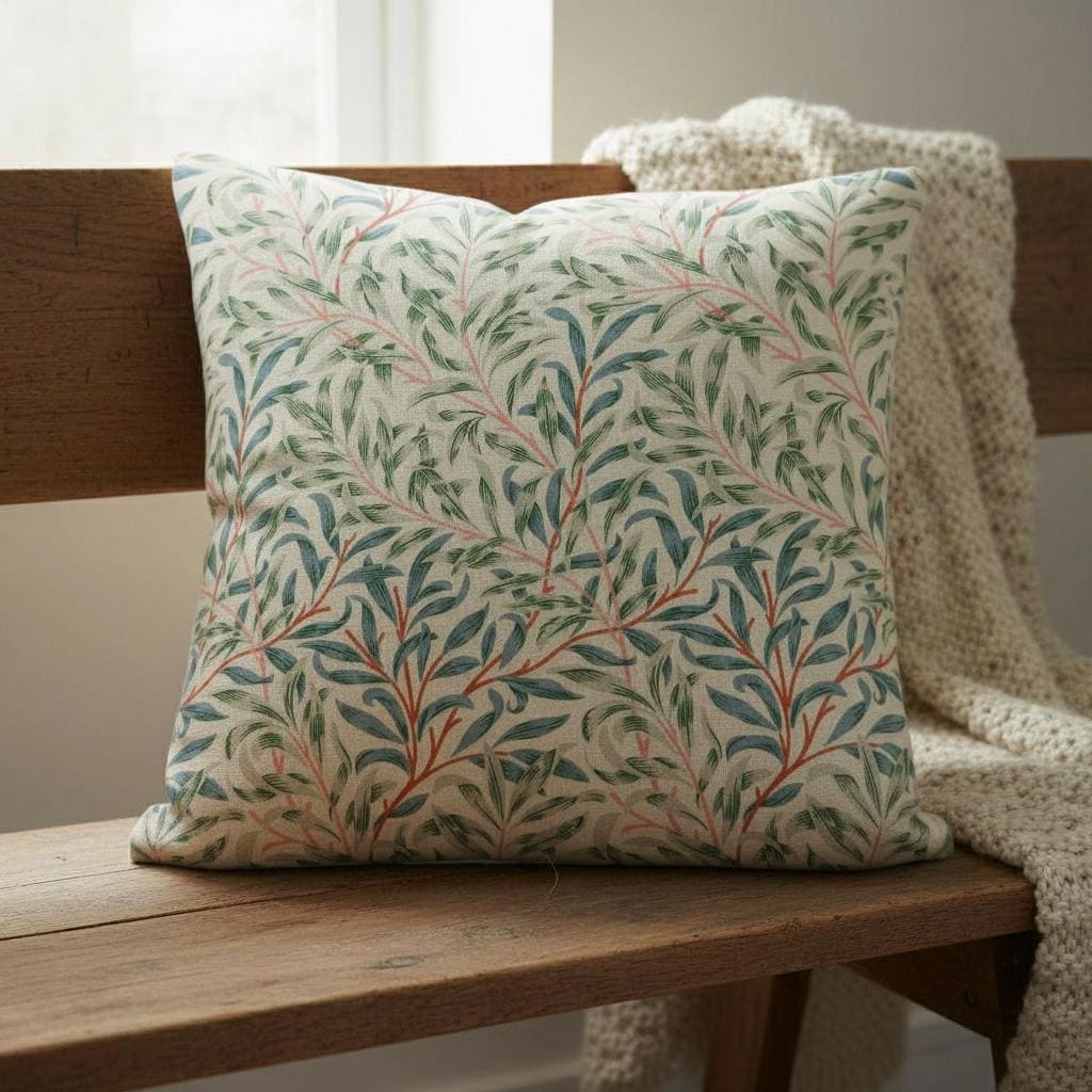 William Morris Cushion Cover Willow Bough Meadow, Leaf Leaves Throw Pillow, Handmade UK