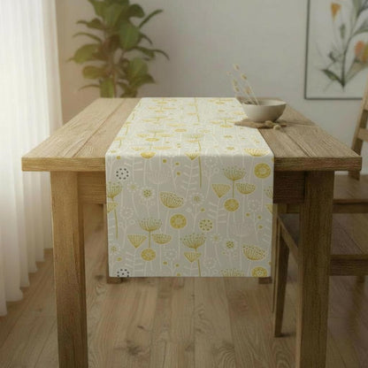 Scandi Floral Table Runner, Bergen Grey Cotton Tablecloth, Various Sizes