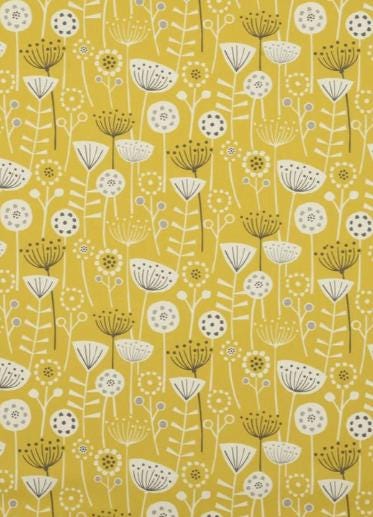 Scandi Floral Bergen Ochre Yellow Cushion Cover, Handmade Cotton Throw Pillow