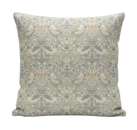 William Morris Strawberry Thief Natural Cushion Cover, Handmade UK