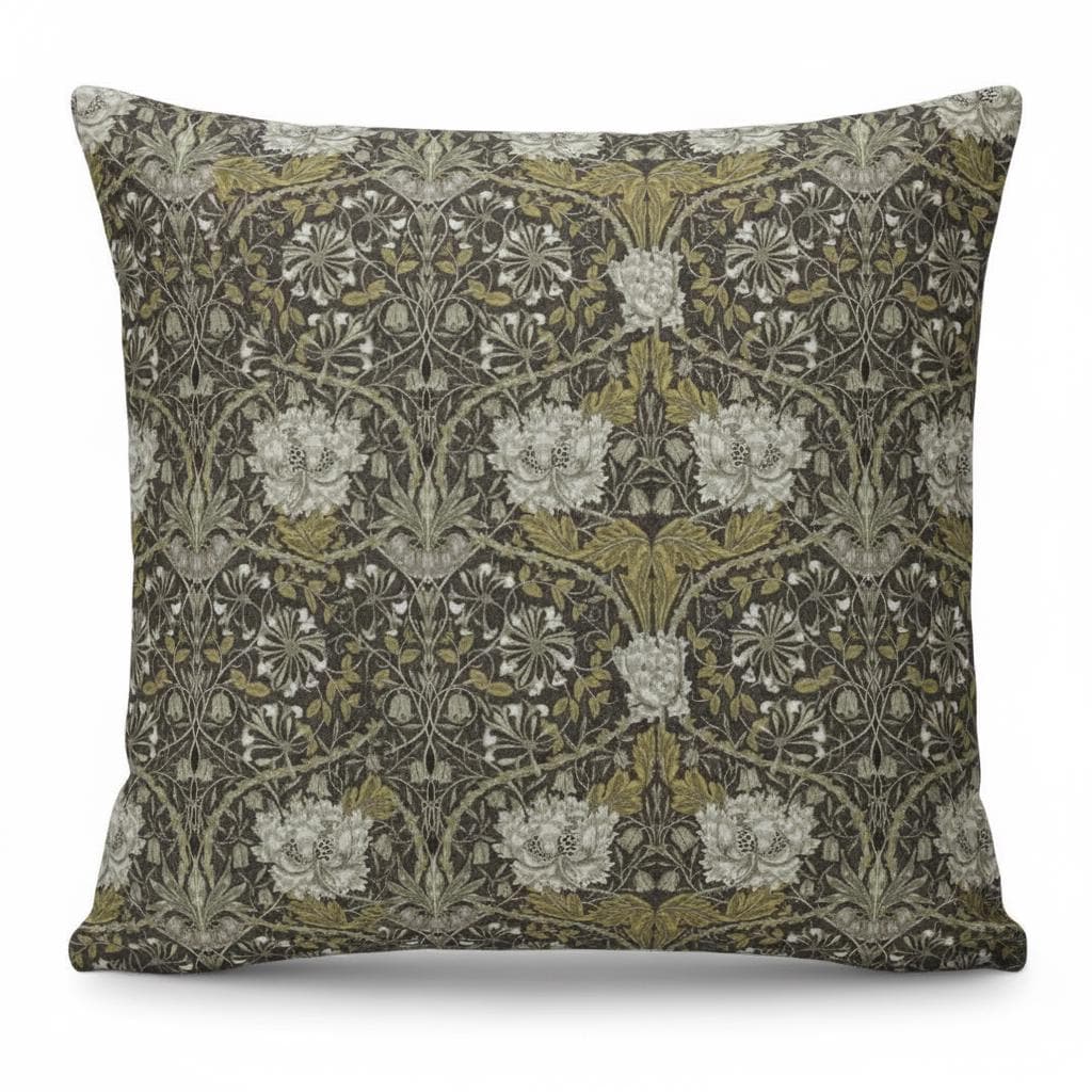 William Morris Cushion Cover Honeysuckle Mocha, Floral Throw Pillow, Handmade UK