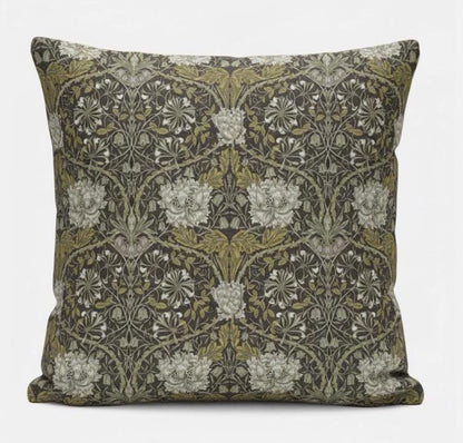 William Morris Cushion Cover Honeysuckle Mocha, Floral Throw Pillow, Handmade UK