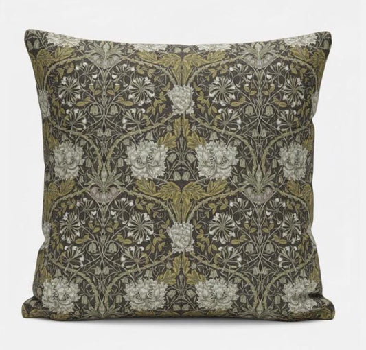 William Morris Cushion Cover Honeysuckle Mocha, Floral Throw Pillow, Handmade UK