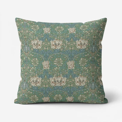 William Morris Cushion Cover Honeysuckle Seaspray Green, Floral Throw Pillow , Handmade UK