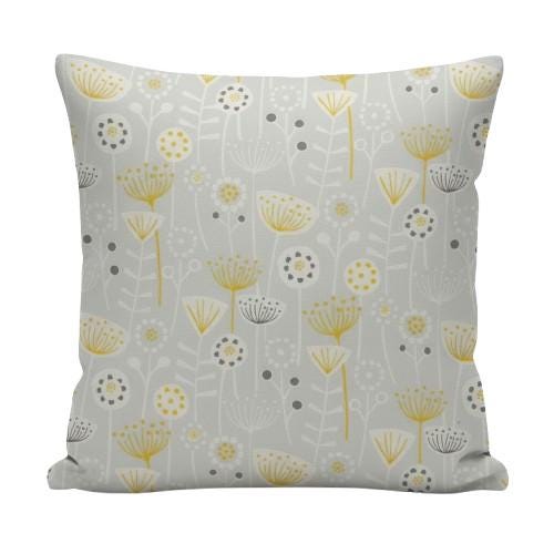 Scandi Floral Bergen Grey Cushion Cover, Handmade Cotton Throw Pillow
