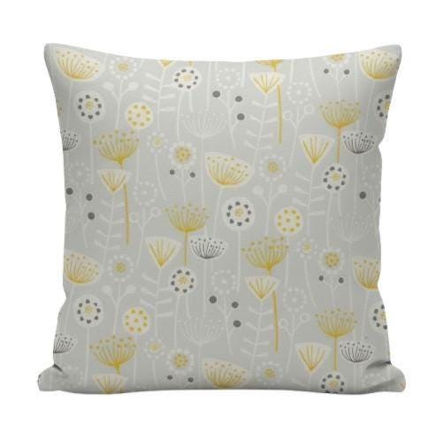 Scandi Floral Bergen Grey Cushion Cover, Handmade Cotton Throw Pillow