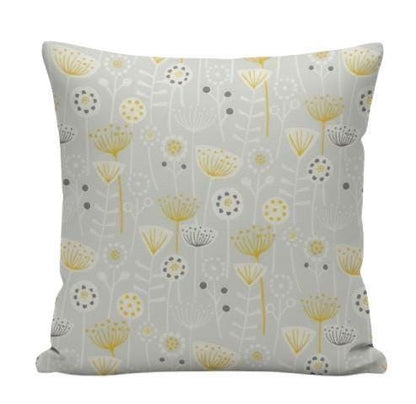 Scandi Floral Bergen Grey Cushion Cover, Handmade Cotton Throw Pillow