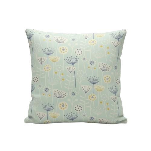 Scandi Floral Bergen Seafoam Cushion Cover, Handmade Cotton Throw Pillow