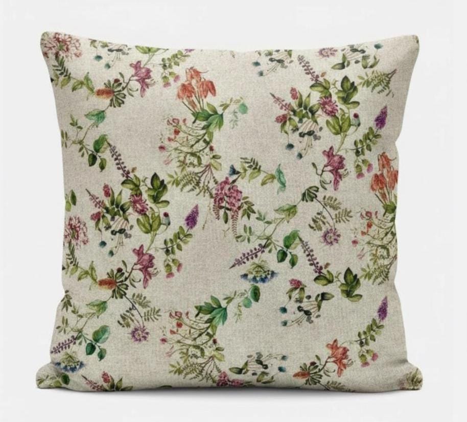 Botanical Garden Floral Cushion Cover, Handmade UK