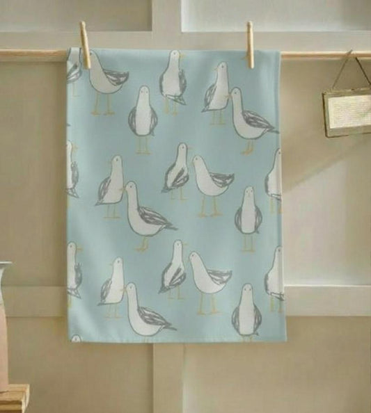 Seagull Laridae Tea Towel, Nautical Marine Seaside Cotton Kitchen Towel
