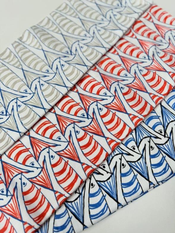 Cornish Sardines Tea Towel, Nautical Marine Seaside Tea Towel, Sprats Fish Cotton Tea Towel