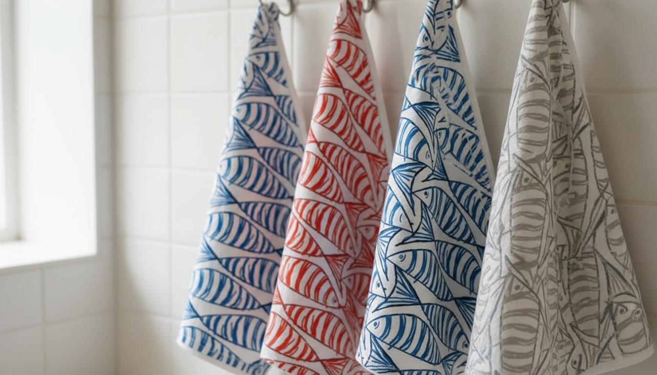 Cornish Sardines Tea Towel, Nautical Marine Seaside Tea Towel, Sprats Fish Cotton Tea Towel