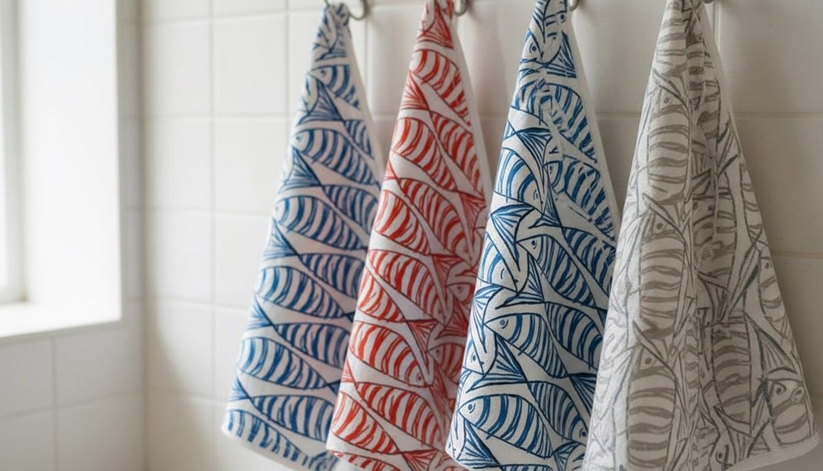 Cornish Sardines Tea Towel, Nautical Marine Seaside Tea Towel, Sprats Fish Cotton Tea Towel