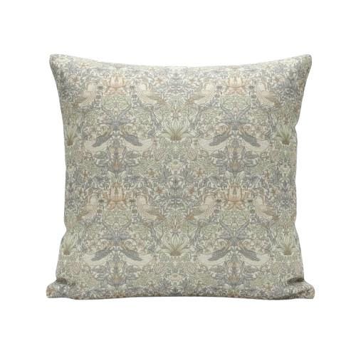 William Morris Strawberry Thief Natural Cushion Cover, Handmade UK