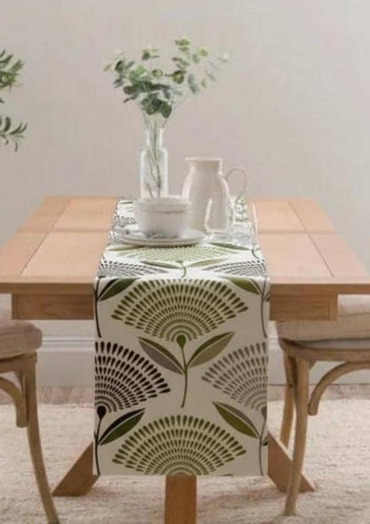 Dandelion Floral Lime Green Table Runner, Various Size