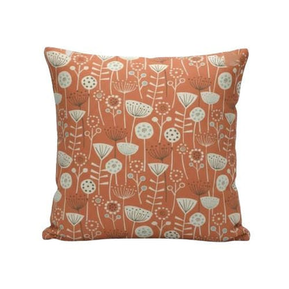 Scandi Floral Bergen Burnt Orange Cushion Cover, Handmade Cotton Throw Pillow