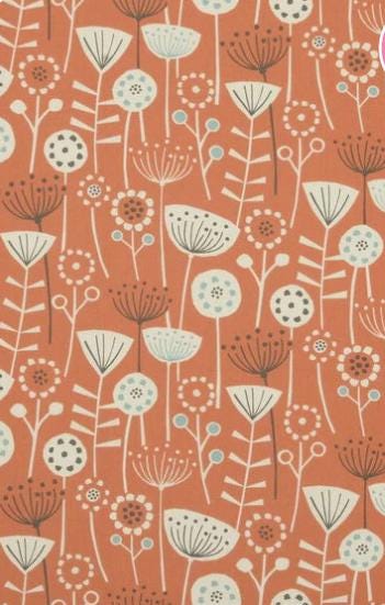 Scandi Floral Bergen Burnt Orange Cushion Cover, Handmade Cotton Throw Pillow