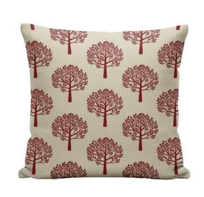 Mulberry Trees Red Natural Cushion Cover