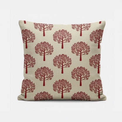 Mulberry Trees Red Natural Cushion Cover