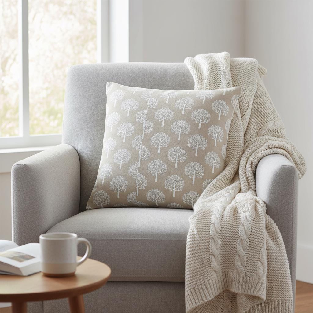 Mulberry Trees White Cushion Cover