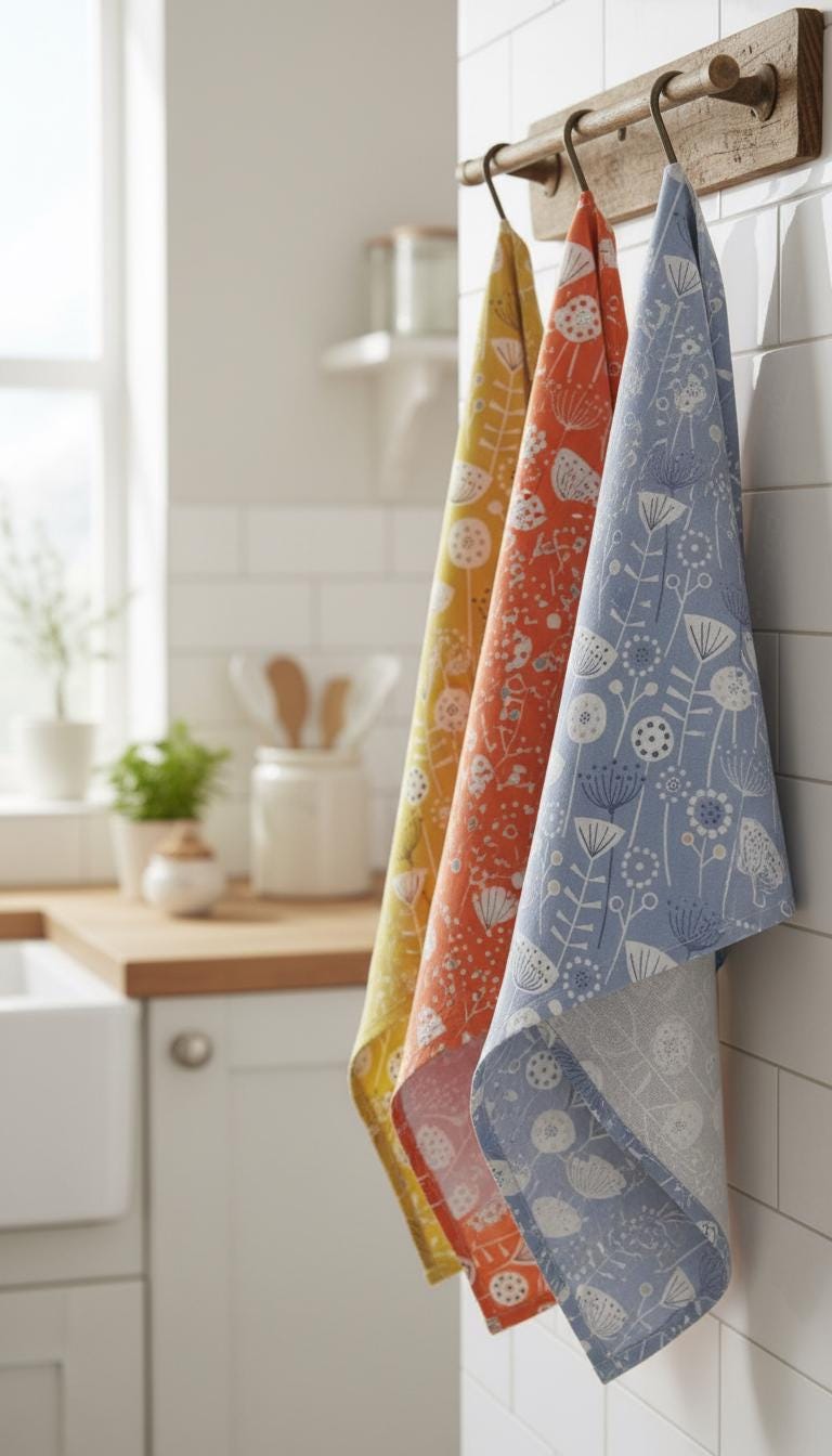 Scandi Floral Bergen Tea Towel