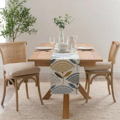 Dandelion Floral Table Runner , Ochre Yellow Cotton Decor, Various Size