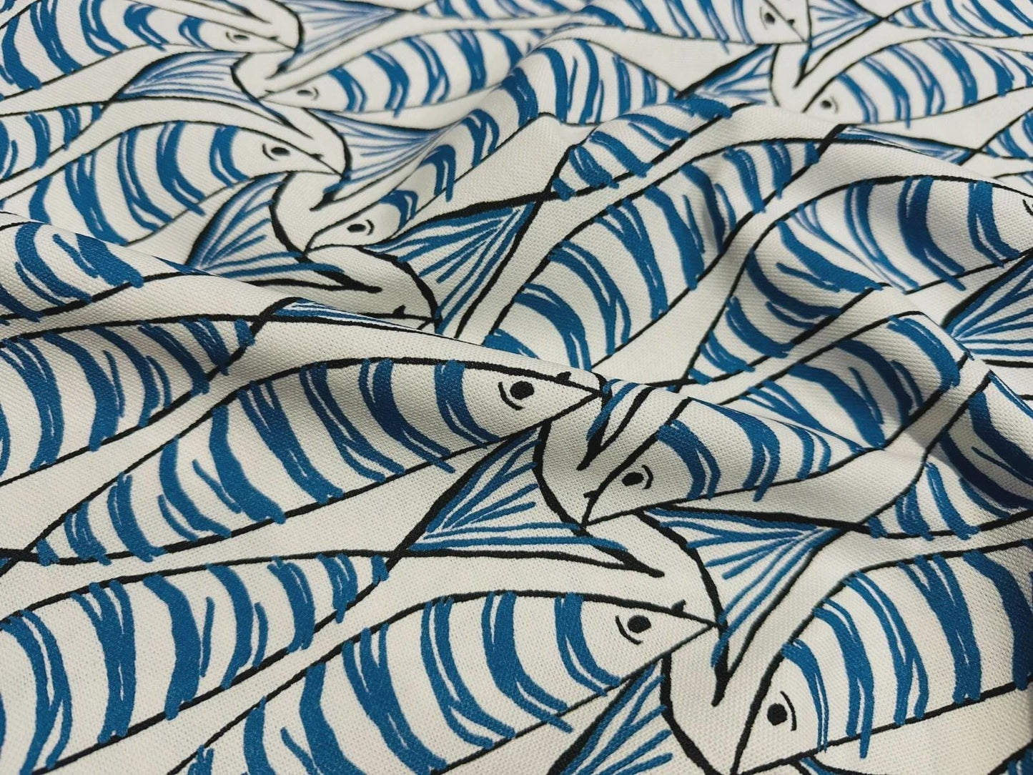 Sardine Fish Tablecloth Blue, Round Oval Rectangle Square, Handmade UK