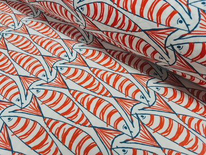 Sardine Fish Tablecloth Orange, Round Oval Rectangle Square, Handmade UK