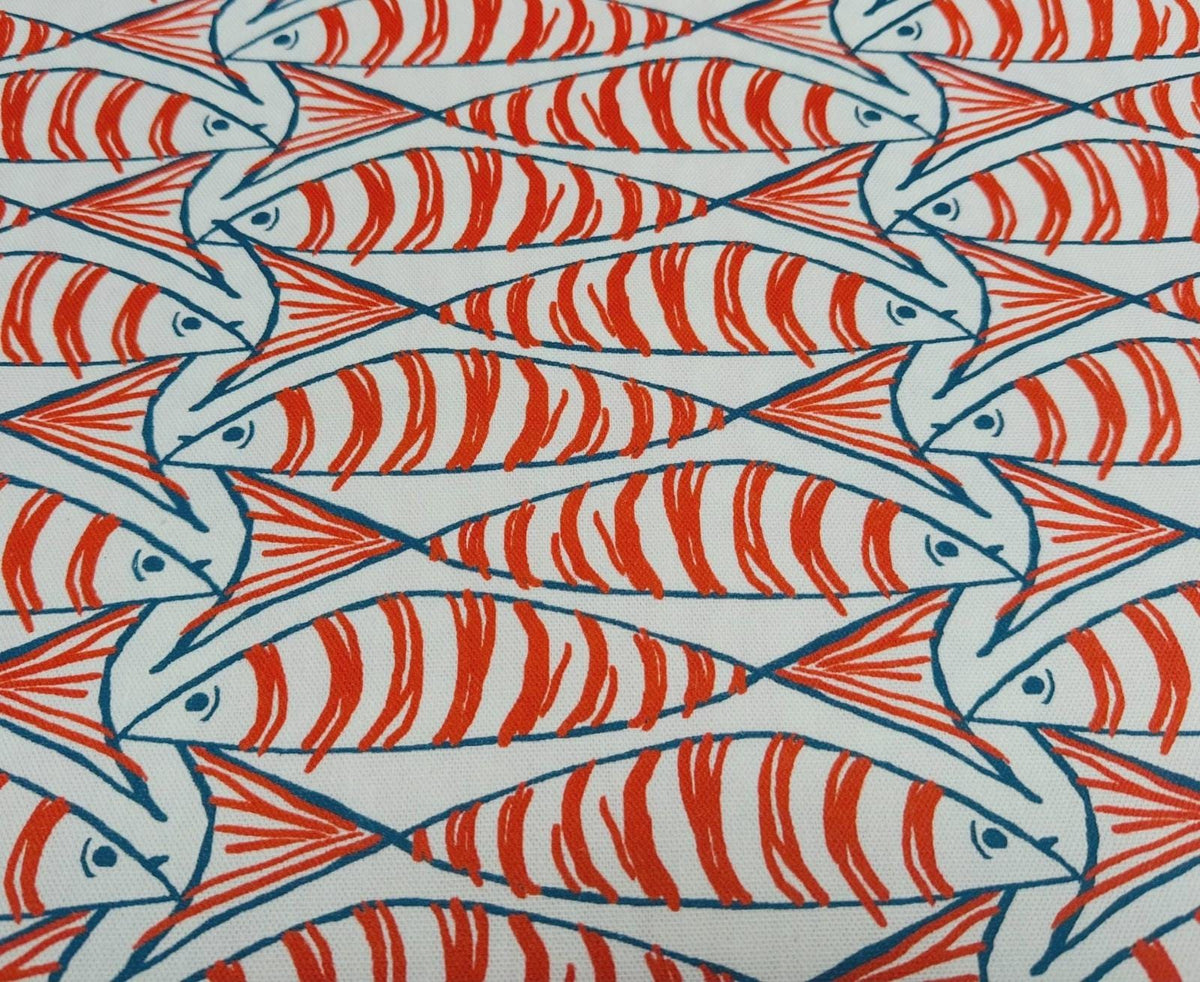 Sardine Fish Tablecloth Orange, Round Oval Rectangle Square, Handmade UK