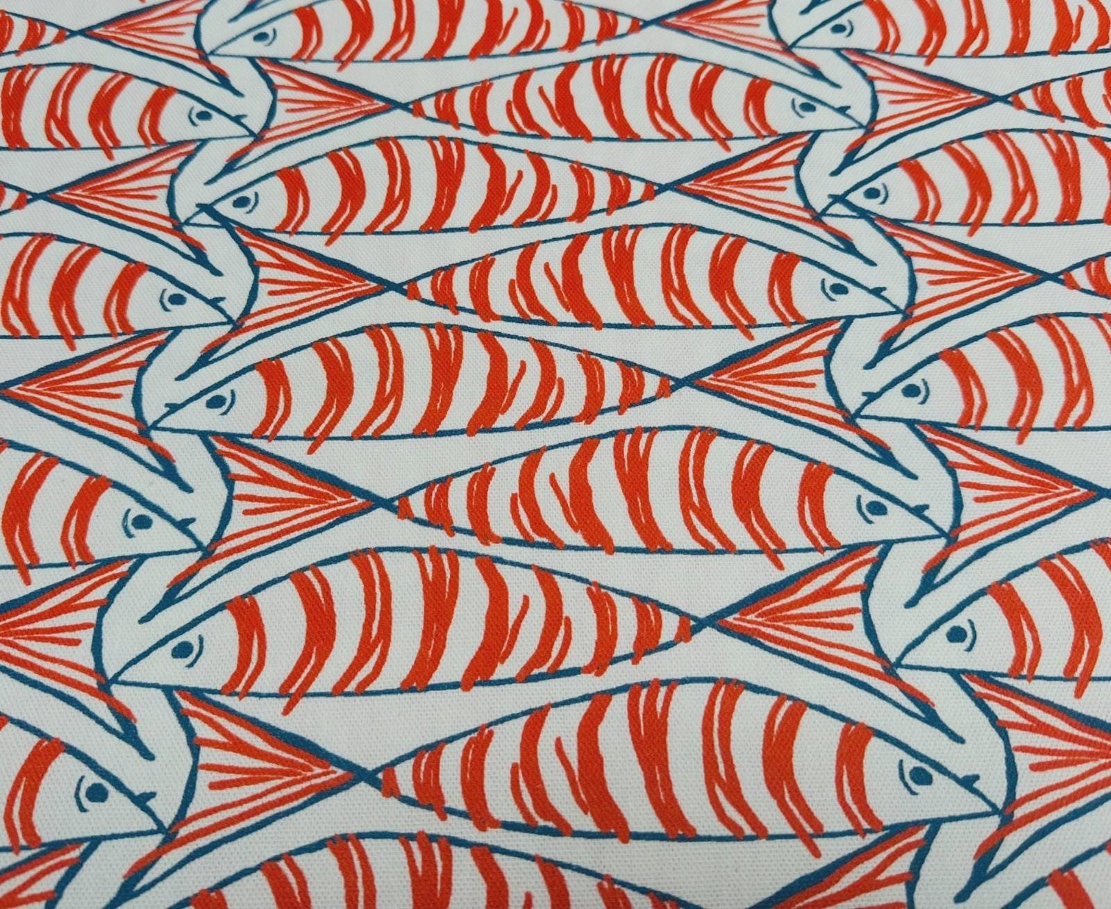 Sardine Fish Tablecloth Orange, Round Oval Rectangle Square, Handmade UK