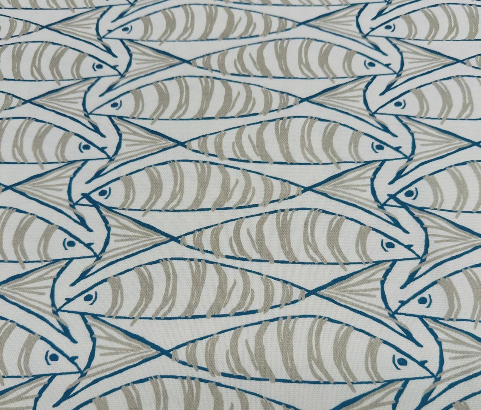 Sardine Fish Tablecloth Natural, Round Oval Rectangle Square, Handmade UK