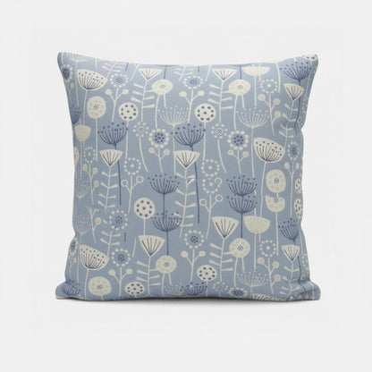 Scandi Floral Bergen Blue Cushion Cover, Handmade Cotton Throw Pillow