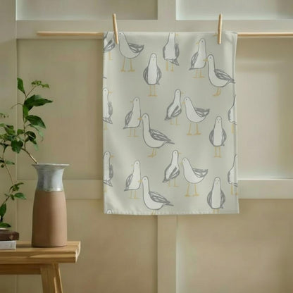 Seagull Laridae Tea Towel, Nautical Marine Seaside Cotton Kitchen Towel