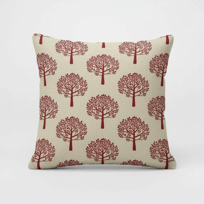 Mulberry Trees Red Natural Cushion Cover