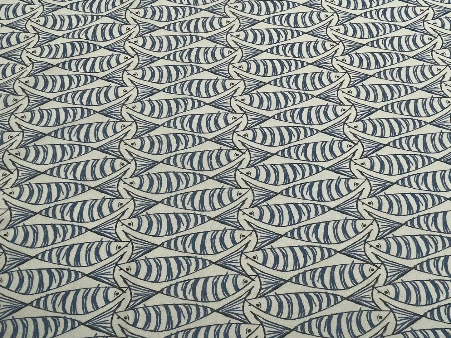 Sardine Fish Tablecloth Blue, Round Oval Rectangle Square, Handmade UK