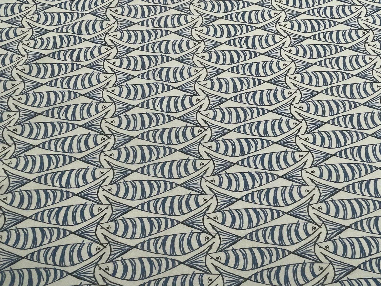 Sardine Fish Tablecloth Blue, Round Oval Rectangle Square, Handmade UK