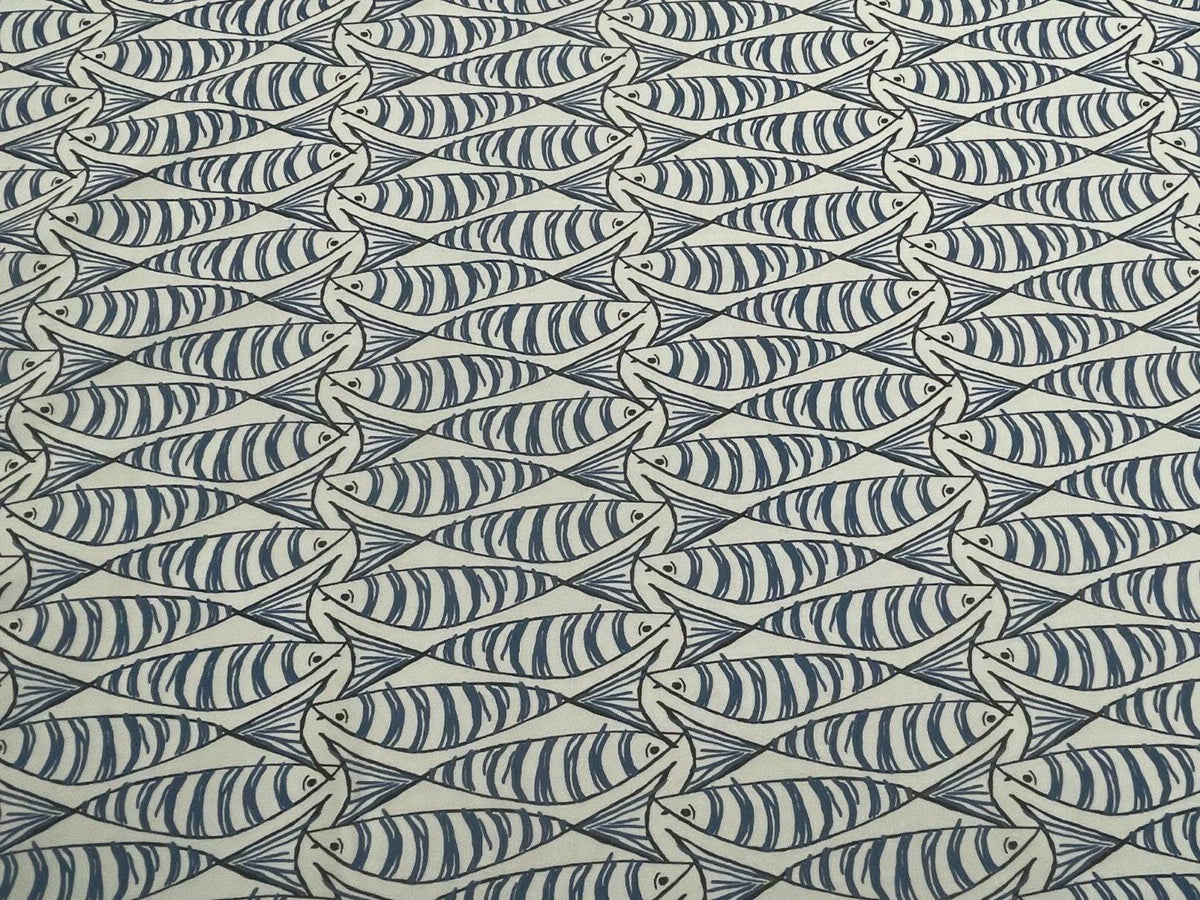 Sardine Fish Tablecloth Blue, Round Oval Rectangle Square, Handmade UK