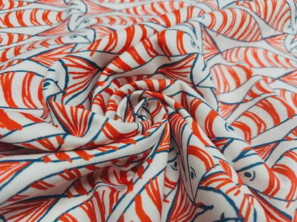 Sardine Fish Tablecloth Orange, Round Oval Rectangle Square, Handmade UK