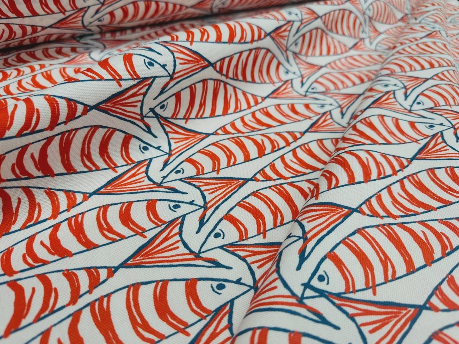 Sardine Fish Tablecloth Orange, Round Oval Rectangle Square, Handmade UK