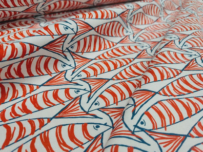 Sardine Fish Tablecloth Orange, Round Oval Rectangle Square, Handmade UK