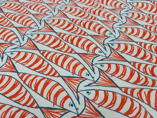 Sardine Fish Tablecloth Orange, Round Oval Rectangle Square, Handmade UK