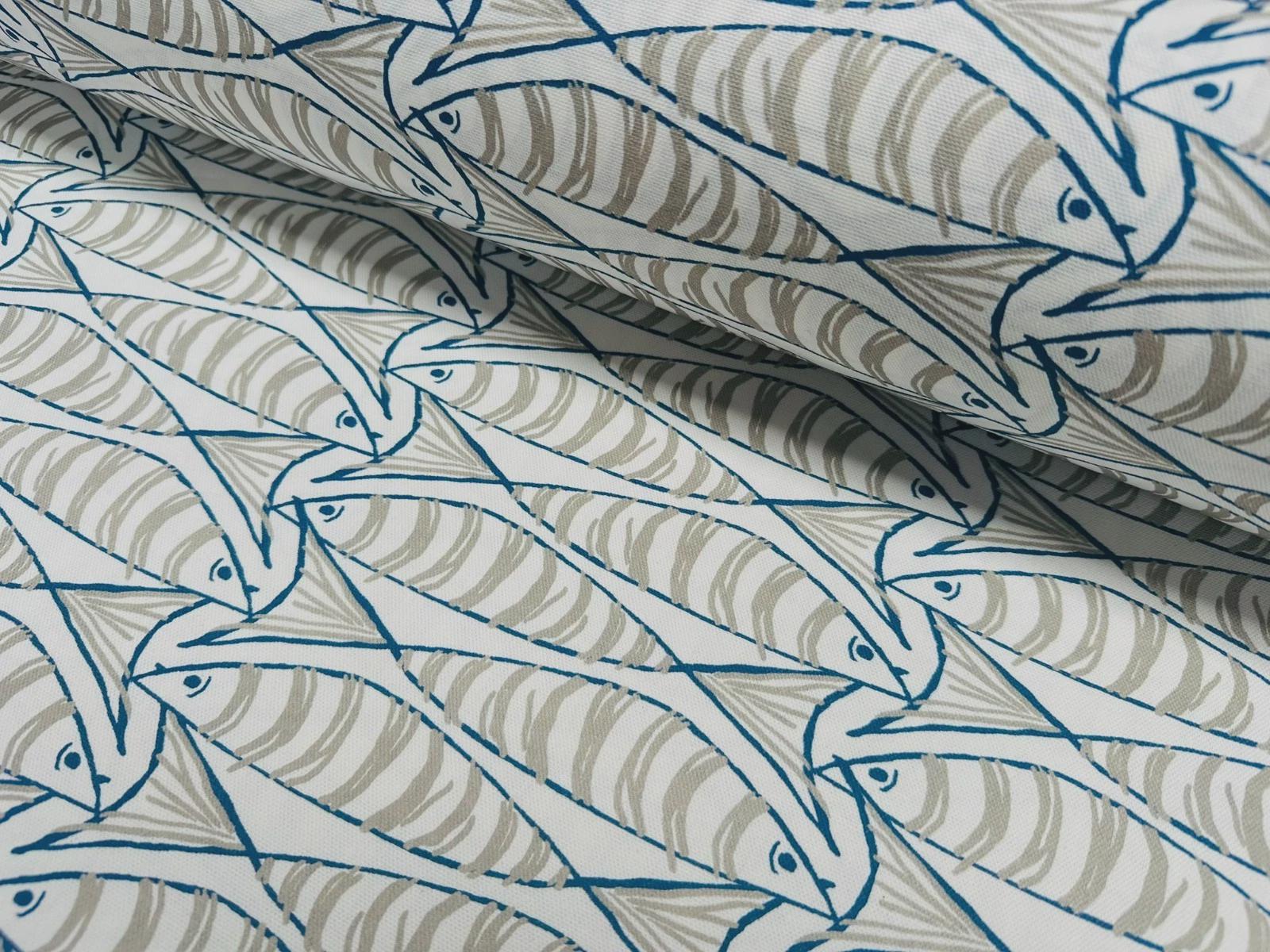 Sardine Fish Tablecloth Natural, Round Oval Rectangle Square, Handmade UK